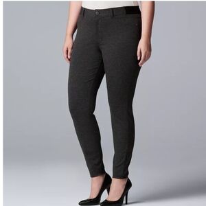 Simply Vera Size 0X Dark Charcoal Ponte Knit Skinny Pants